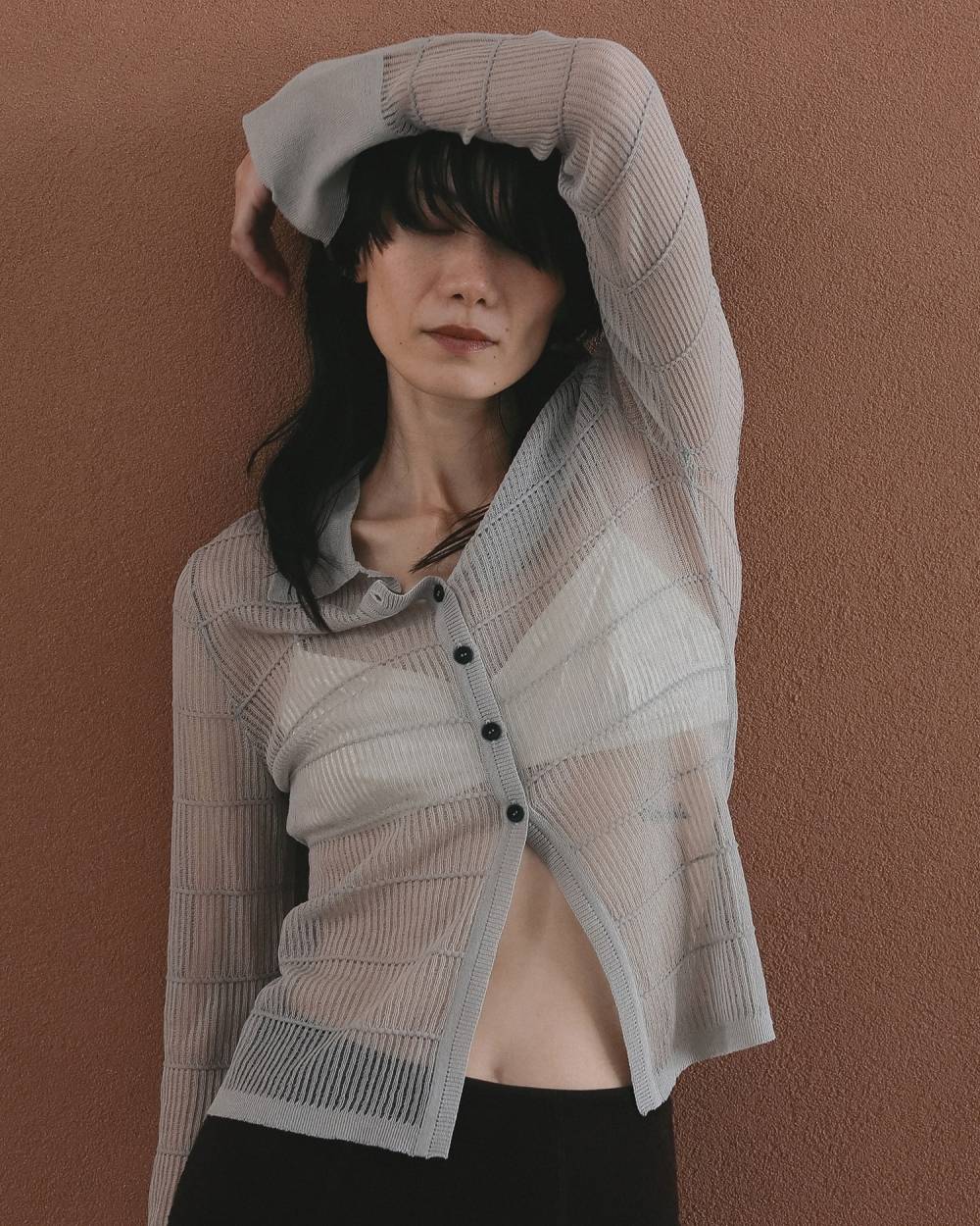 Sheerborder Knit Shirts Sheerborder Knit Shirts,シアーボーダー ニット シャツ,62610513,シャツ,ニット,ニットシャツ,ワイドボーダー柄,トップス,ボーダー,透け感,シアー,ànuke,アンヌーク,lifes,ライフズ,26ss