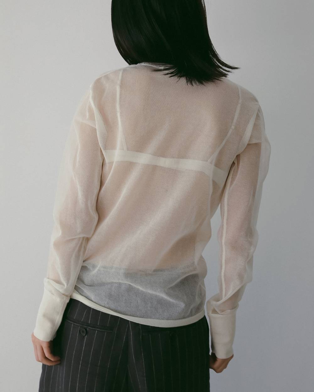 Sheer Henley Knit Sheer Henley Knit,シアー ヘンリー ニット,62610514,トップス,ニット,シアー,透け感,ニットトップス,ànuke,アンヌーク,lifes,ライフズ,26ss