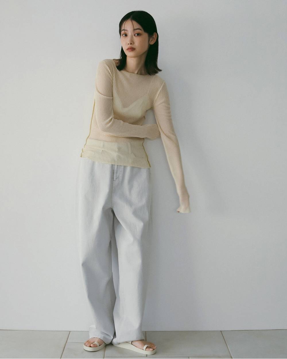 Sheer Stripe Knit Sheer Stripe Knit,シアー ストライプ ニット,62610515,トップス,ニット,ニットトップス,透け感,ストライプ,柄,ànuke,アンヌーク,lifes,ライフズ,26ss