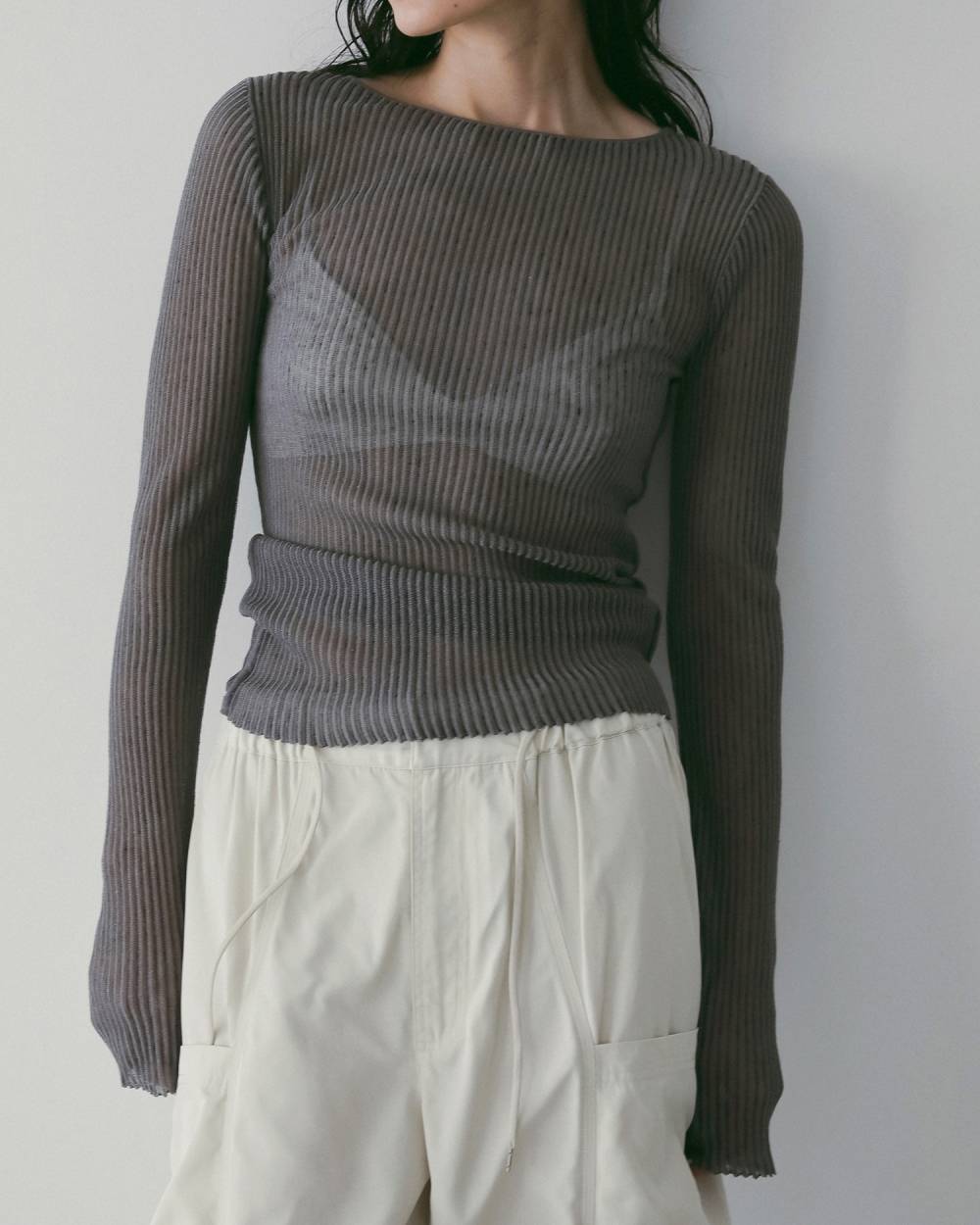 Sheer Stripe Knit Sheer Stripe Knit,シアー ストライプ ニット,62610515,トップス,ニット,ニットトップス,透け感,ストライプ,柄,ànuke,アンヌーク,lifes,ライフズ,26ss