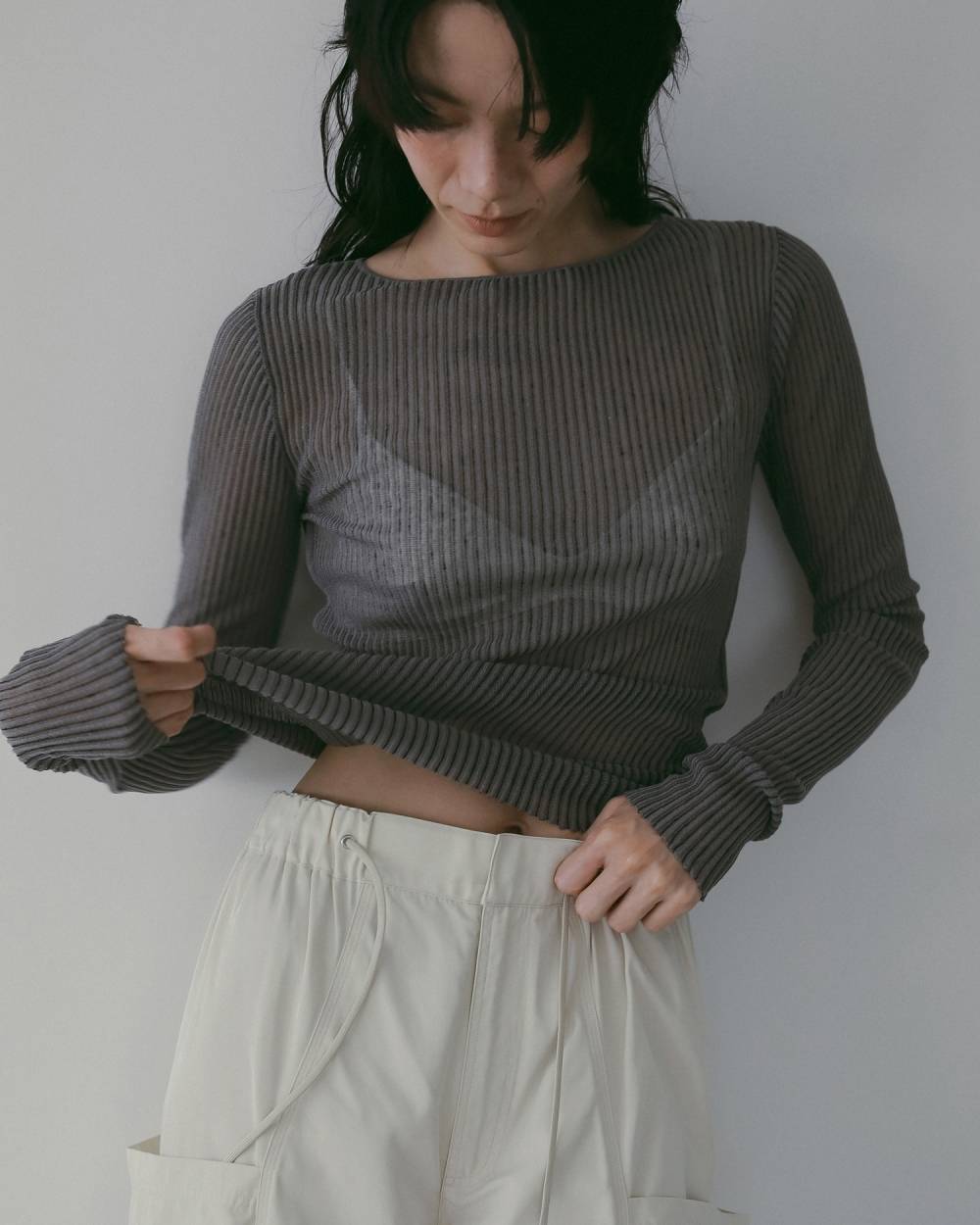 Sheer Stripe Knit Sheer Stripe Knit,シアー ストライプ ニット,62610515,トップス,ニット,ニットトップス,透け感,ストライプ,柄,ànuke,アンヌーク,lifes,ライフズ,26ss