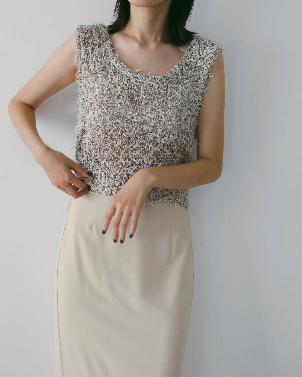 Mixyarn Knit Vest Mixyarn Knit Vest,ミックスヤーン ニット ベスト,62610519,トップス,ベスト,ニット,ニットトップス,ニットベスト,ノースリーブ,ànuke,アンヌーク,lifes,ライフズ,26ss