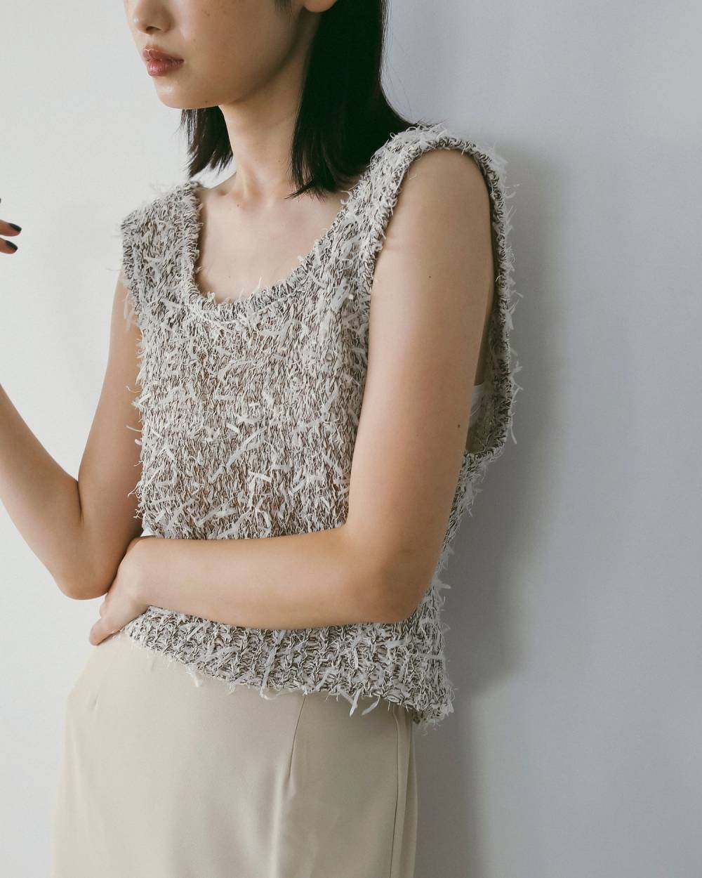 Mixyarn Knit Vest Mixyarn Knit Vest,ミックスヤーン ニット ベスト,62610519,トップス,ベスト,ニット,ニットトップス,ニットベスト,ノースリーブ,ànuke,アンヌーク,lifes,ライフズ,26ss