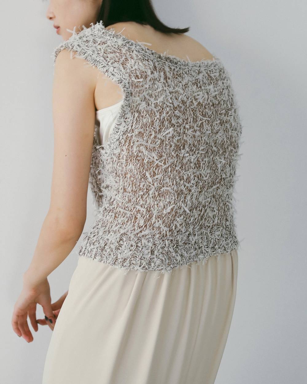 Mixyarn Knit Vest Mixyarn Knit Vest,ミックスヤーン ニット ベスト,62610519,トップス,ベスト,ニット,ニットトップス,ニットベスト,ノースリーブ,ànuke,アンヌーク,lifes,ライフズ,26ss