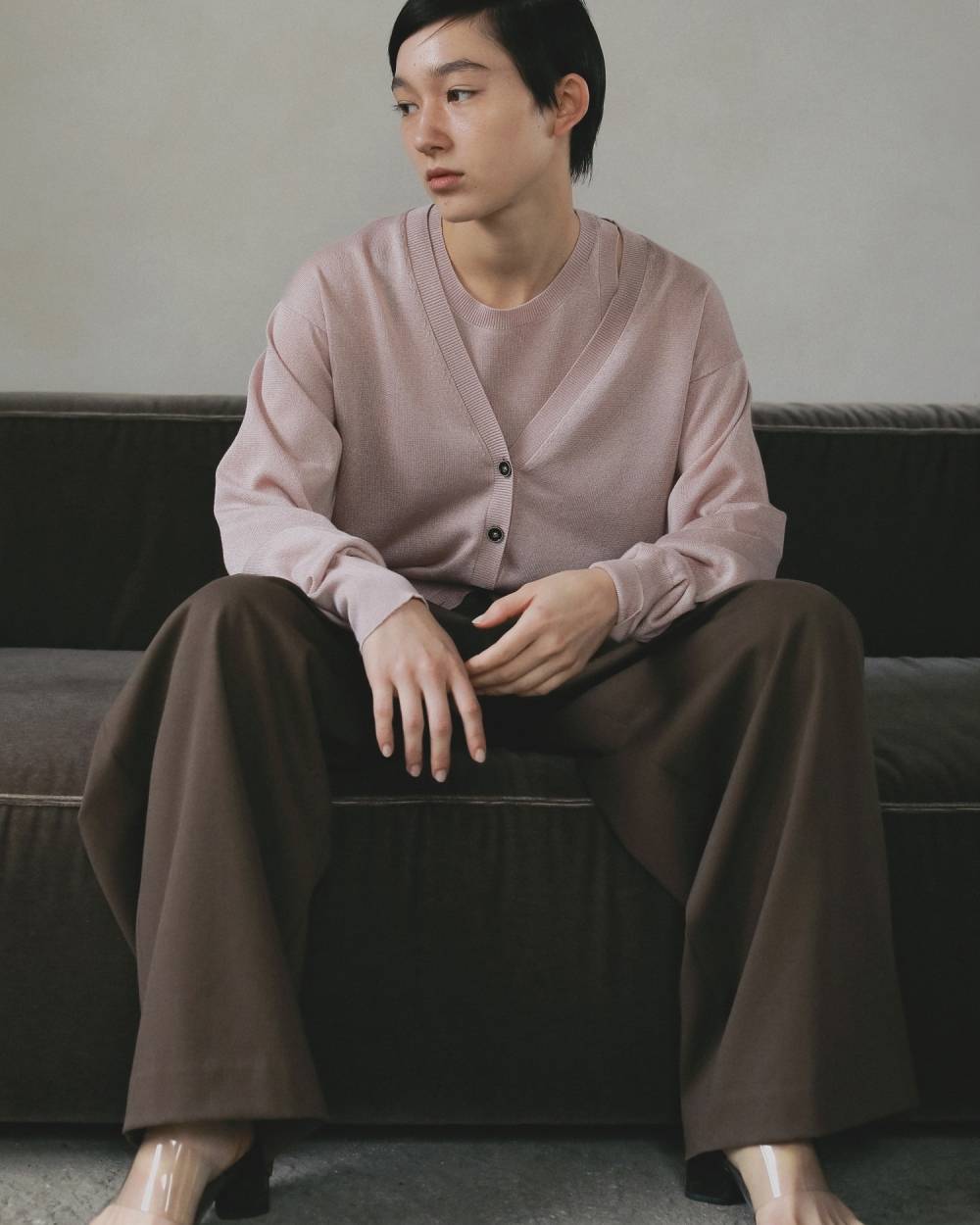 Highgauge Sheer Cardigan Highgauge Sheer Cardigan,ハイゲージ シアー カーディアガン,62610522,カーディガン,カーデ,羽織,Vネックカーディガン,Vネック,透け感,プルオーバー,ànuke,アンヌーク,lifes,ライフズ,26ss