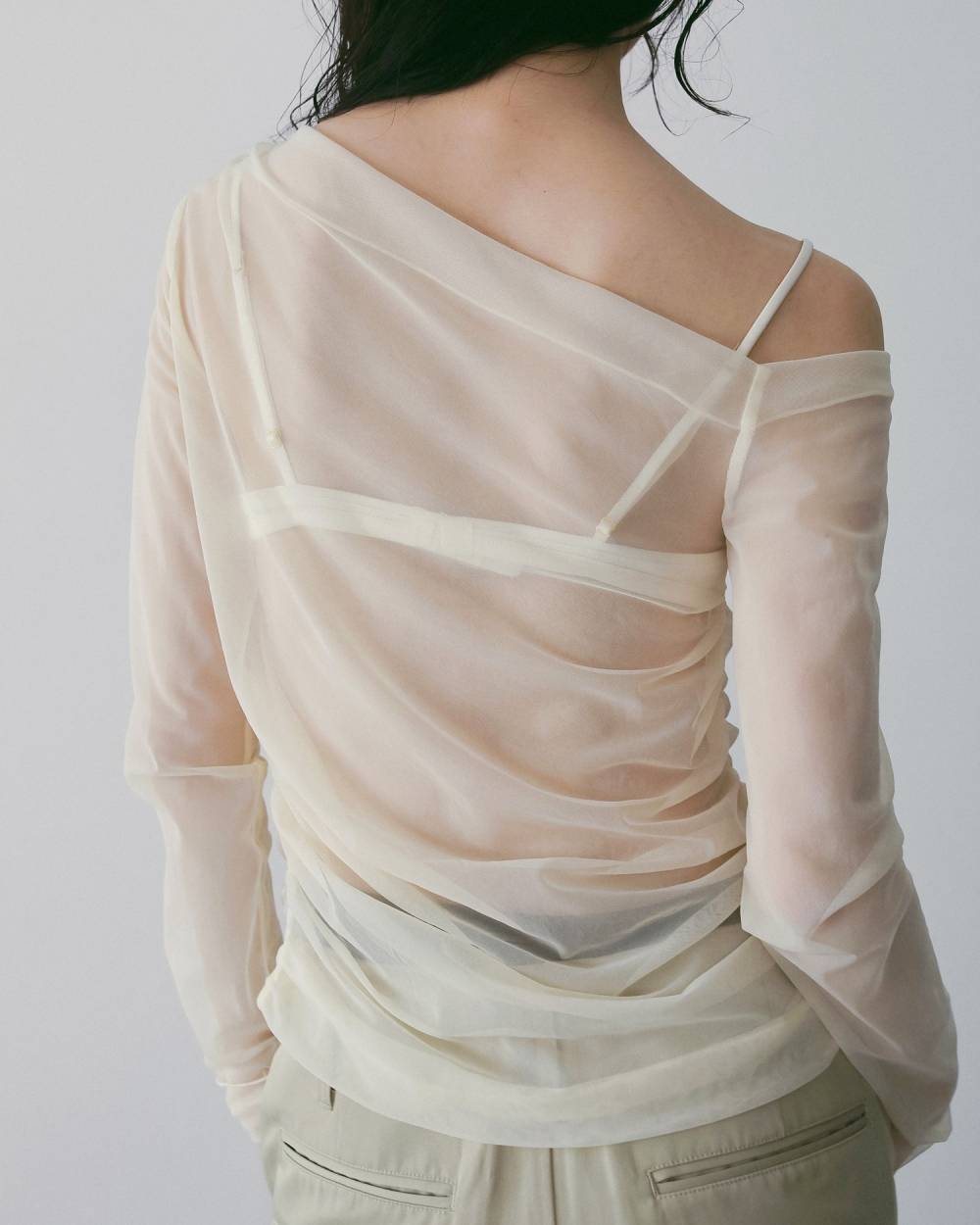 Sheer Offshoulder Tops Sheer Offshoulder Tops,シアー オフショルダー トップス,62610603,トップス,デザイントップス,きれいめ,透け感,シアー,オフショルダー,オフショル,ànuke,アンヌーク,lifes,ライフズ,26ss