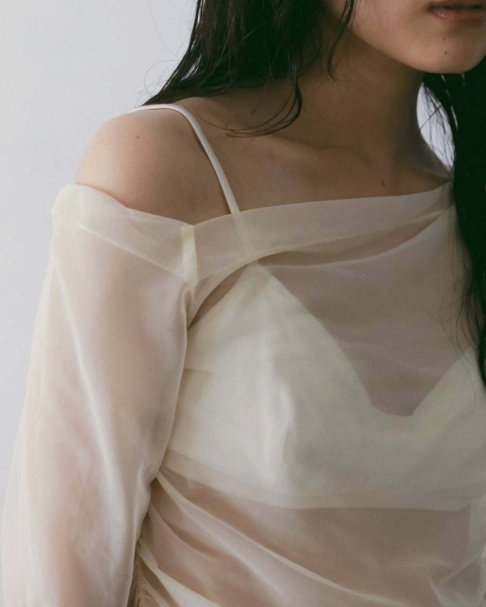 Sheer Offshoulder Tops Sheer Offshoulder Tops,シアー オフショルダー トップス,62610603,トップス,デザイントップス,きれいめ,透け感,シアー,オフショルダー,オフショル,ànuke,アンヌーク,lifes,ライフズ,26ss