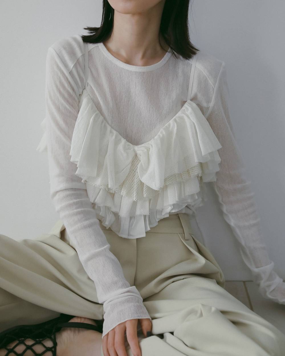 Cotton Tulle Tops Cotton Tulle Tops,コットン チュール トップス,62610605,トップス,ロンT,ànuke,アンヌーク,lifes,ライフズ,26ss