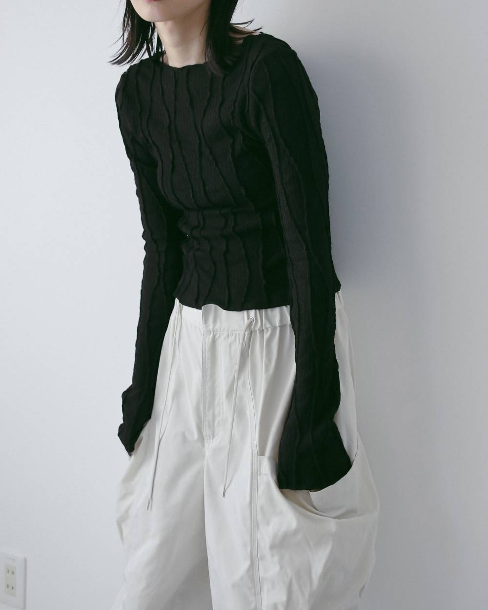 Random Pintuck Tops Random Pintuck Tops,ランダム ピンタック トップス,62610611,トップス,コンパクトトップス,ボートネック,ショート丈,ànuke,アンヌーク,lifes,ライフズ,26ss