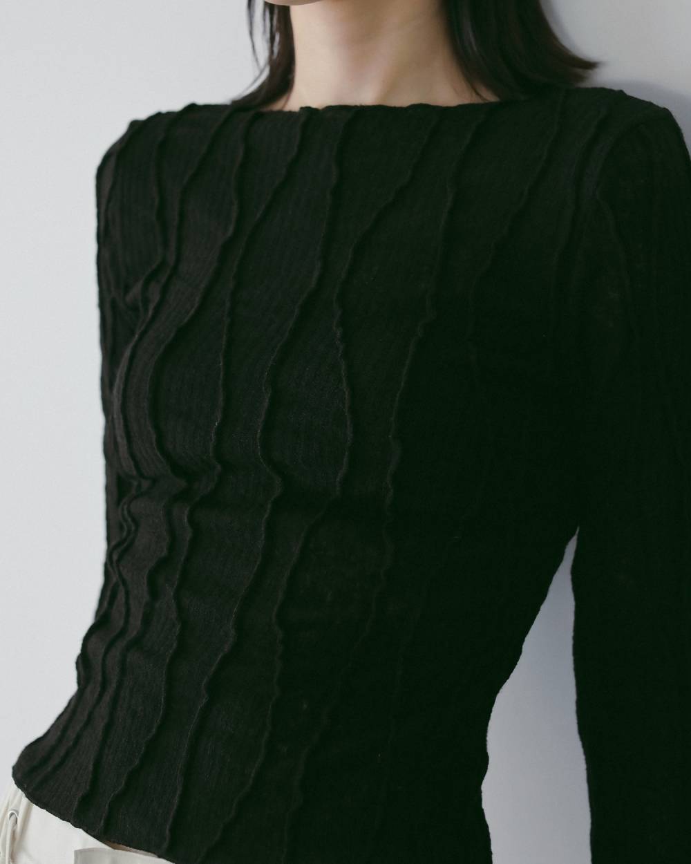 Random Pintuck Tops Random Pintuck Tops,ランダム ピンタック トップス,62610611,トップス,コンパクトトップス,ボートネック,ショート丈,ànuke,アンヌーク,lifes,ライフズ,26ss