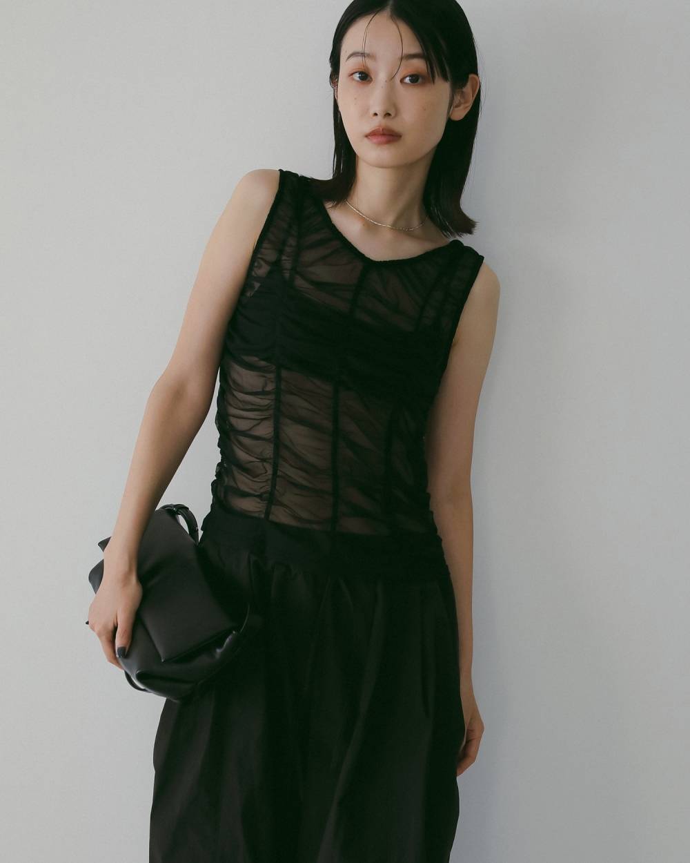 Tulle Gather Tanktop Tulle Gather Tanktop,チュール ギャザー タンクトップ,62610626,トップス,タンクトップ,タンク,ノースリーブ,ノースリ,チュール素材,ànuke,アンヌーク,lifes,ライフズ,26ss
