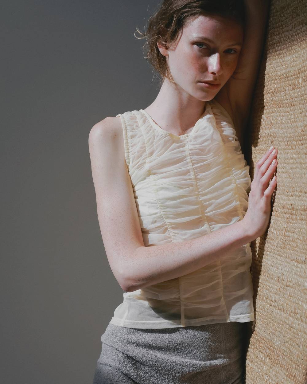 Tulle Gather Tanktop Tulle Gather Tanktop,チュール ギャザー タンクトップ,62610626,トップス,タンクトップ,タンク,ノースリーブ,ノースリ,チュール素材,ànuke,アンヌーク,lifes,ライフズ,26ss