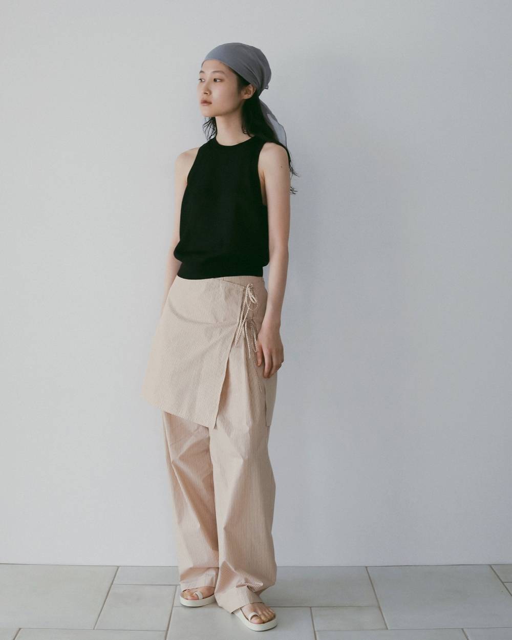 Stripe Layered Pants Stripe Layered Pants,ストライプ レイヤード パンツ,62610701,ボトム,パンツ,レイヤード,ストライプ柄,イージーパンツ,ラップスカート,ànuke,アンヌーク,lifes,ライフズ,26ss