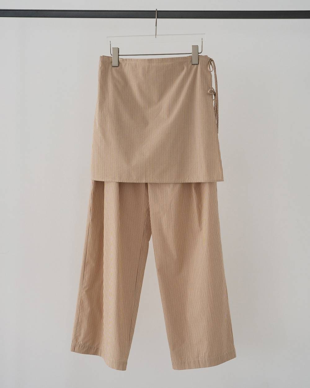 Stripe Layered Pants Stripe Layered Pants,ストライプ レイヤード パンツ,62610701,ボトム,パンツ,レイヤード,ストライプ柄,イージーパンツ,ラップスカート,ànuke,アンヌーク,lifes,ライフズ,26ss