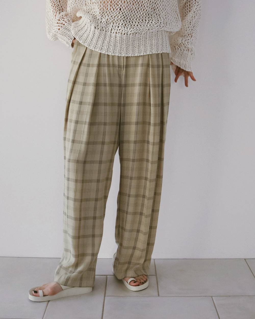 Check Daubletuck Pants Check Daubletuck Pants,チェック ダブルタック パンツ,62610702,ボトム,パンツ,ワイドパンツ,チェック柄,ànuke,アンヌーク,lifes,ライフズ,26ss