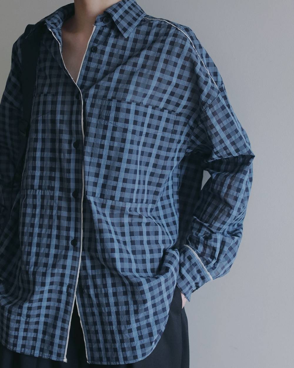 Sheercheck Over Shirts Sheercheck Over Shirts,シアーチェック オーバー シャツ,62620408,トップス,シャツ,ブラウス,透け感,シアー,チェック,柄,ànuke,アンヌーク,lifes,ライフズ,26ss,26fall,26aw