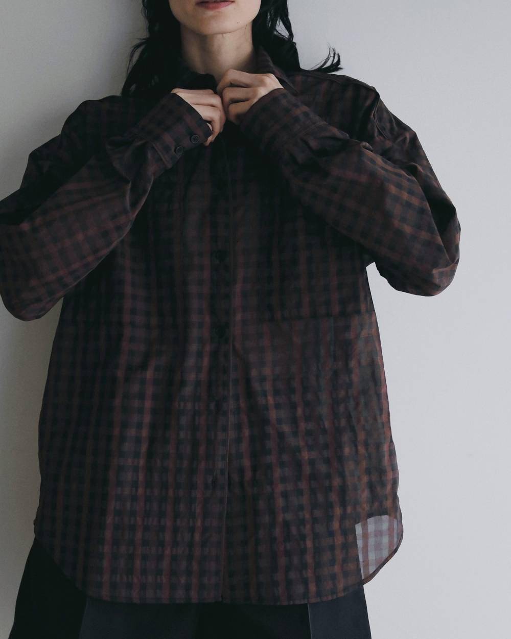 Sheercheck Over Shirts Sheercheck Over Shirts,シアーチェック オーバー シャツ,62620408,トップス,シャツ,ブラウス,透け感,シアー,チェック,柄,ànuke,アンヌーク,lifes,ライフズ,26ss,26fall,26aw