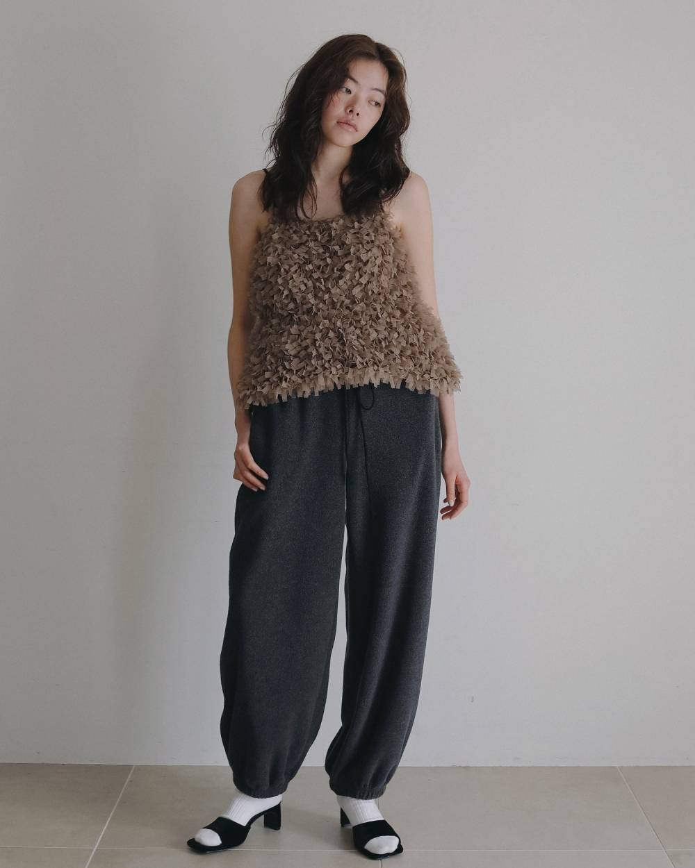 Tulle Fringe Camisole Tulle Fringe Camisole,チュール フリンジ キャミソール,62620528,トップス,ニットキャミソール,キャミ,ànuke,アンヌーク,lifes,ライフズ,26ss,26fall,26aw