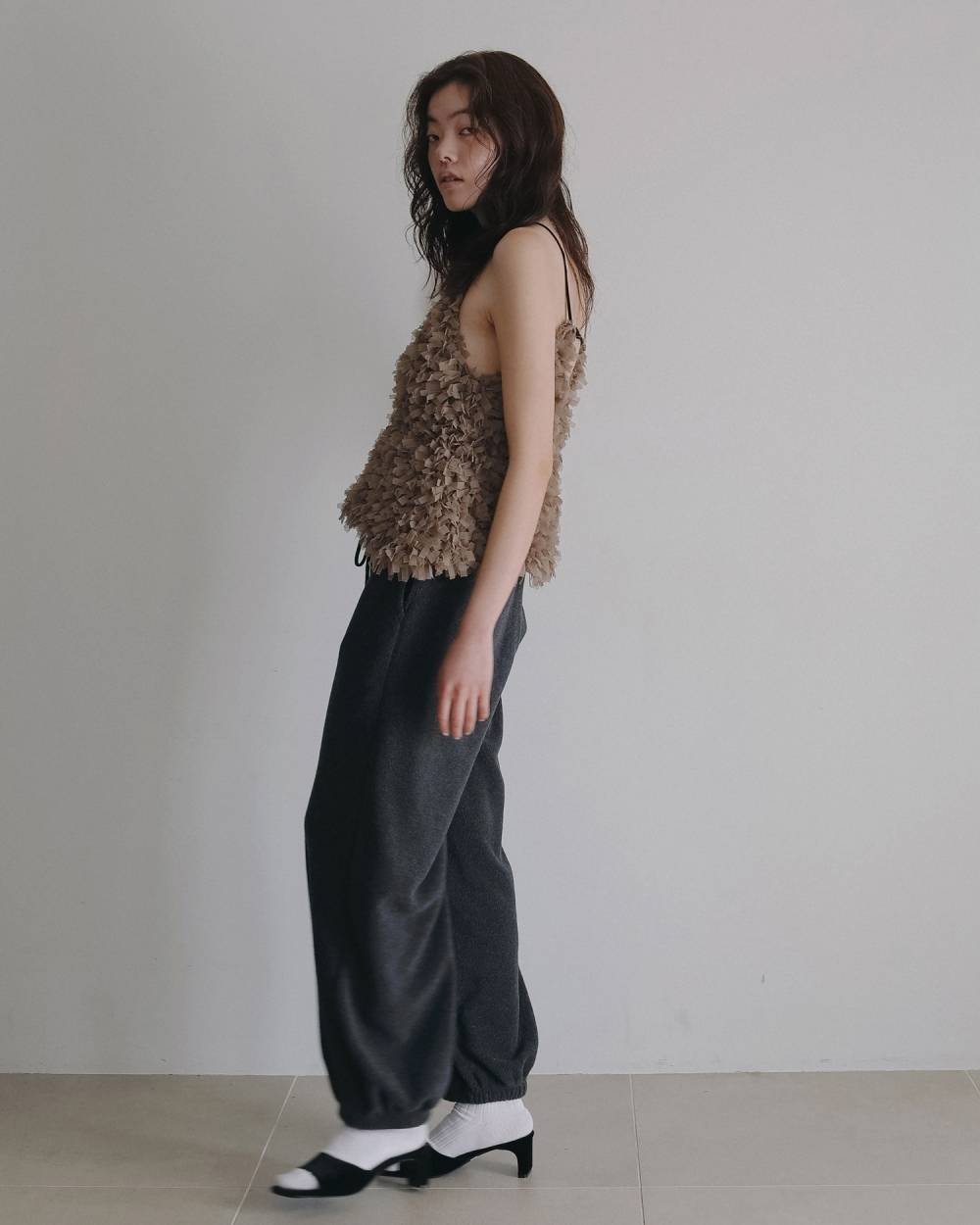 Tulle Fringe Camisole Tulle Fringe Camisole,チュール フリンジ キャミソール,62620528,トップス,ニットキャミソール,キャミ,ànuke,アンヌーク,lifes,ライフズ,26ss,26fall,26aw
