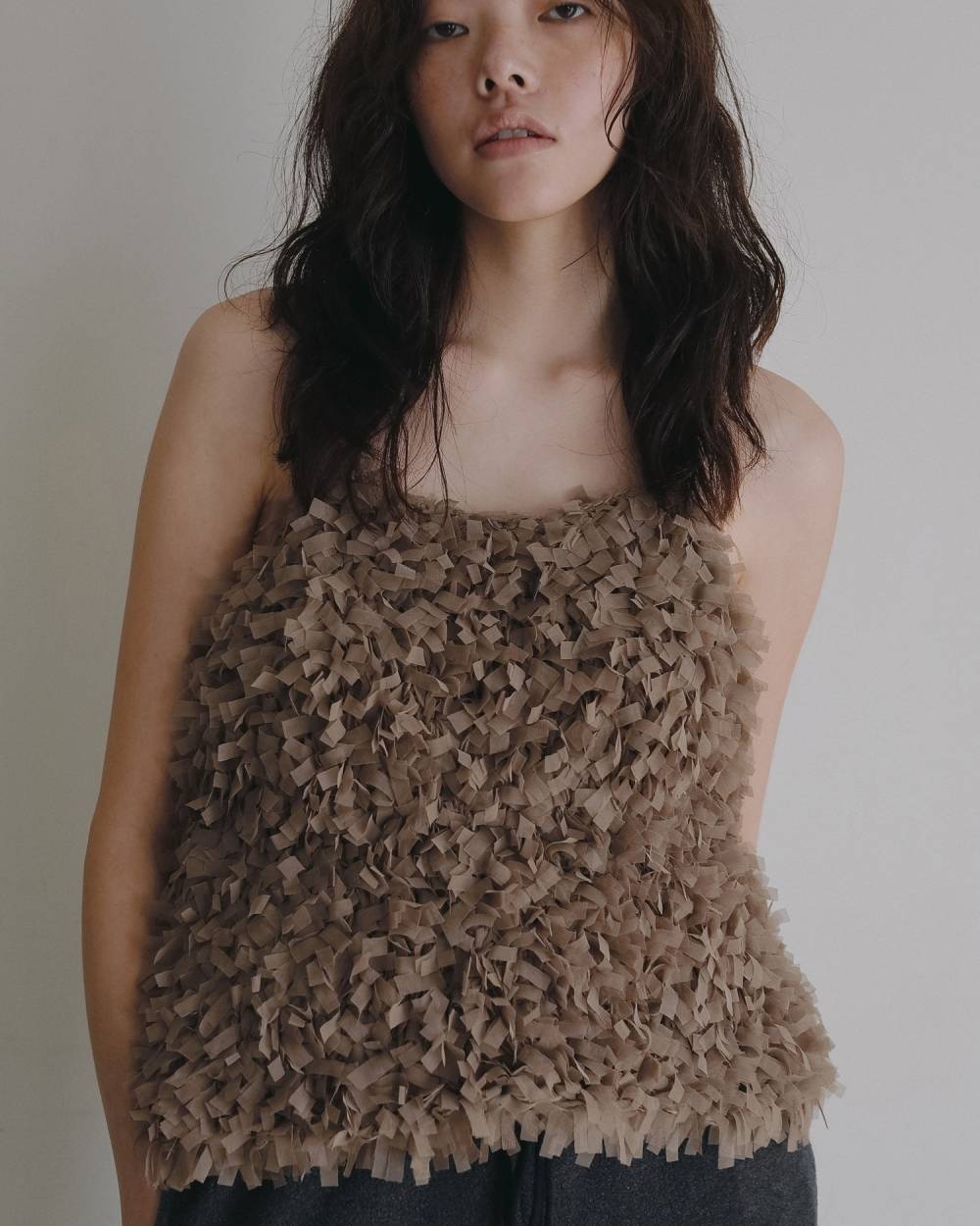 Tulle Fringe Camisole Tulle Fringe Camisole,チュール フリンジ キャミソール,62620528,トップス,ニットキャミソール,キャミ,ànuke,アンヌーク,lifes,ライフズ,26ss,26fall,26aw