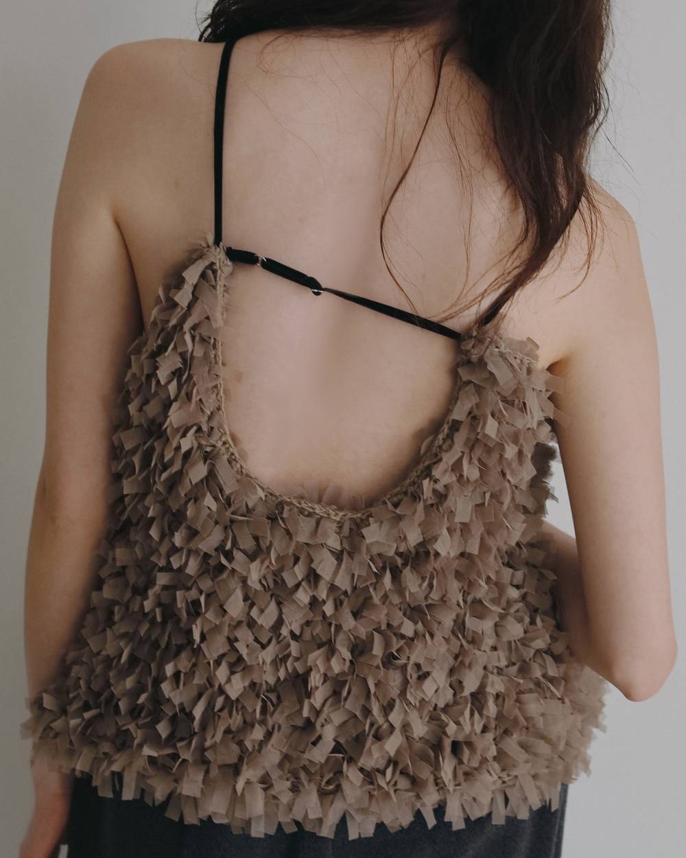 Tulle Fringe Camisole Tulle Fringe Camisole,チュール フリンジ キャミソール,62620528,トップス,ニットキャミソール,キャミ,ànuke,アンヌーク,lifes,ライフズ,26ss,26fall,26aw