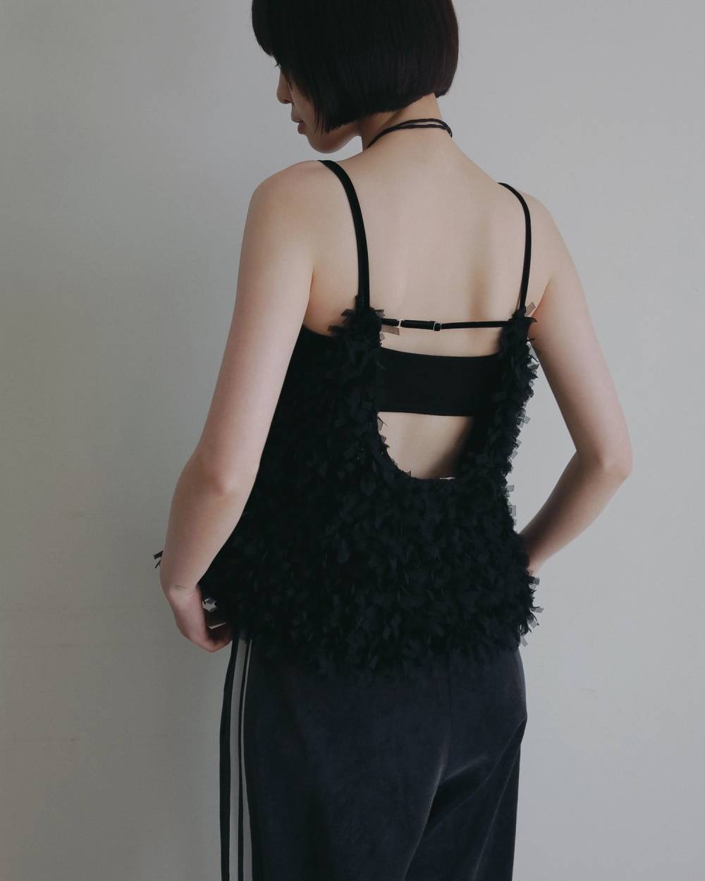 Tulle Fringe Camisole Tulle Fringe Camisole,チュール フリンジ キャミソール,62620528,トップス,ニットキャミソール,キャミ,ànuke,アンヌーク,lifes,ライフズ,26ss,26fall,26aw