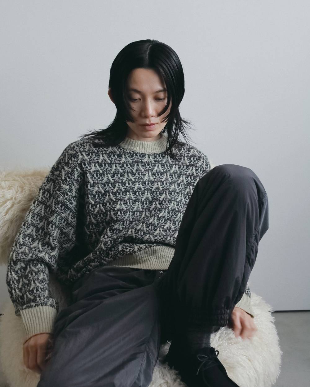 Tucked Pattern Knit Tucked Pattern Knit,タックド パターン ニット,62620547,トップス,ニット,ニットトップス,柄,ànuke,アンヌーク,lifes,ライフズ,26fall,26aw