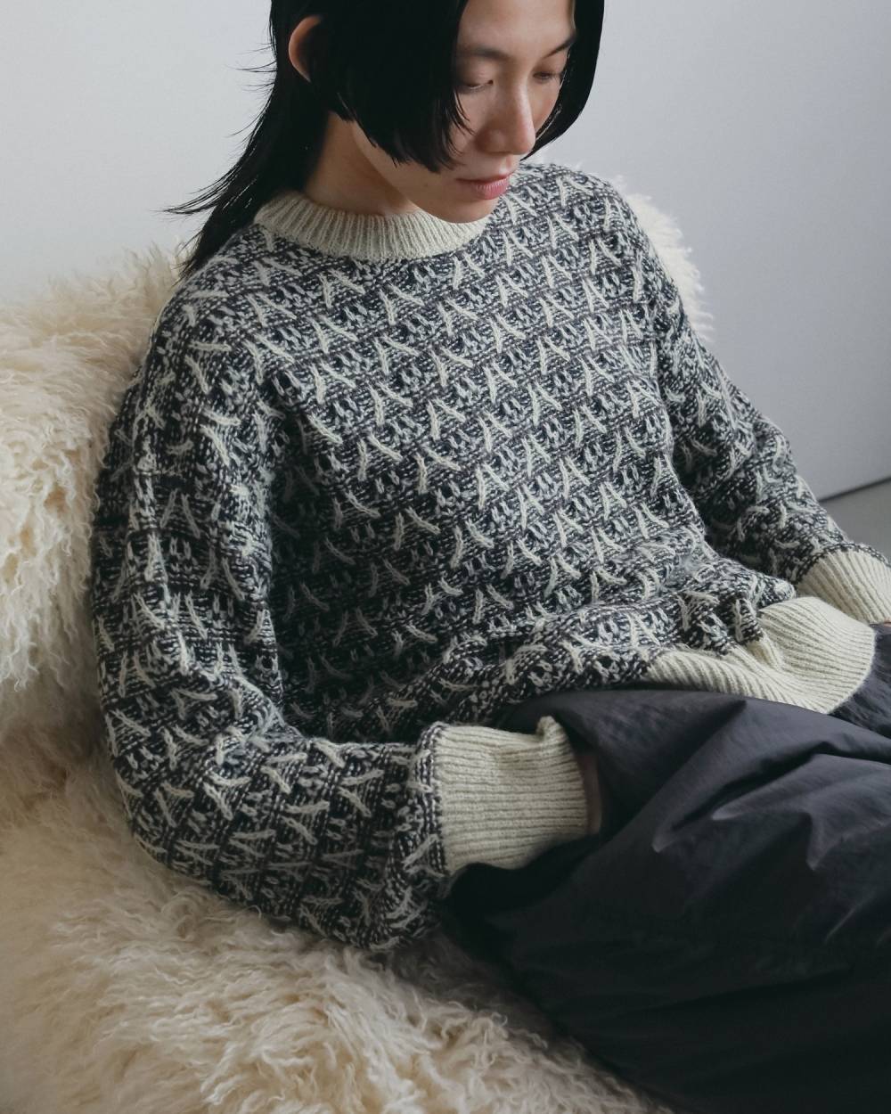 Tucked Pattern Knit Tucked Pattern Knit,タックド パターン ニット,62620547,トップス,ニット,ニットトップス,柄,ànuke,アンヌーク,lifes,ライフズ,26fall,26aw