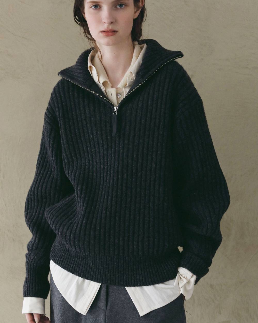 Halfzip Rib Knit Halfzip Rib Knit,ハーフジップ リブニット,62620550,トップス,ニット,ニットトップス,ànuke,アンヌーク,lifes,ライフズ,26fall,26aw