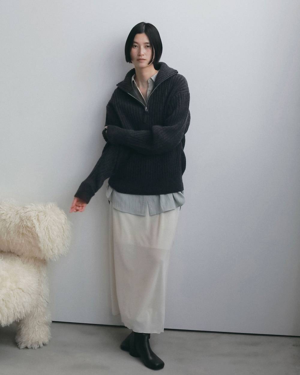 Halfzip Rib Knit Halfzip Rib Knit,ハーフジップ リブニット,62620550,トップス,ニット,ニットトップス,ànuke,アンヌーク,lifes,ライフズ,26fall,26aw