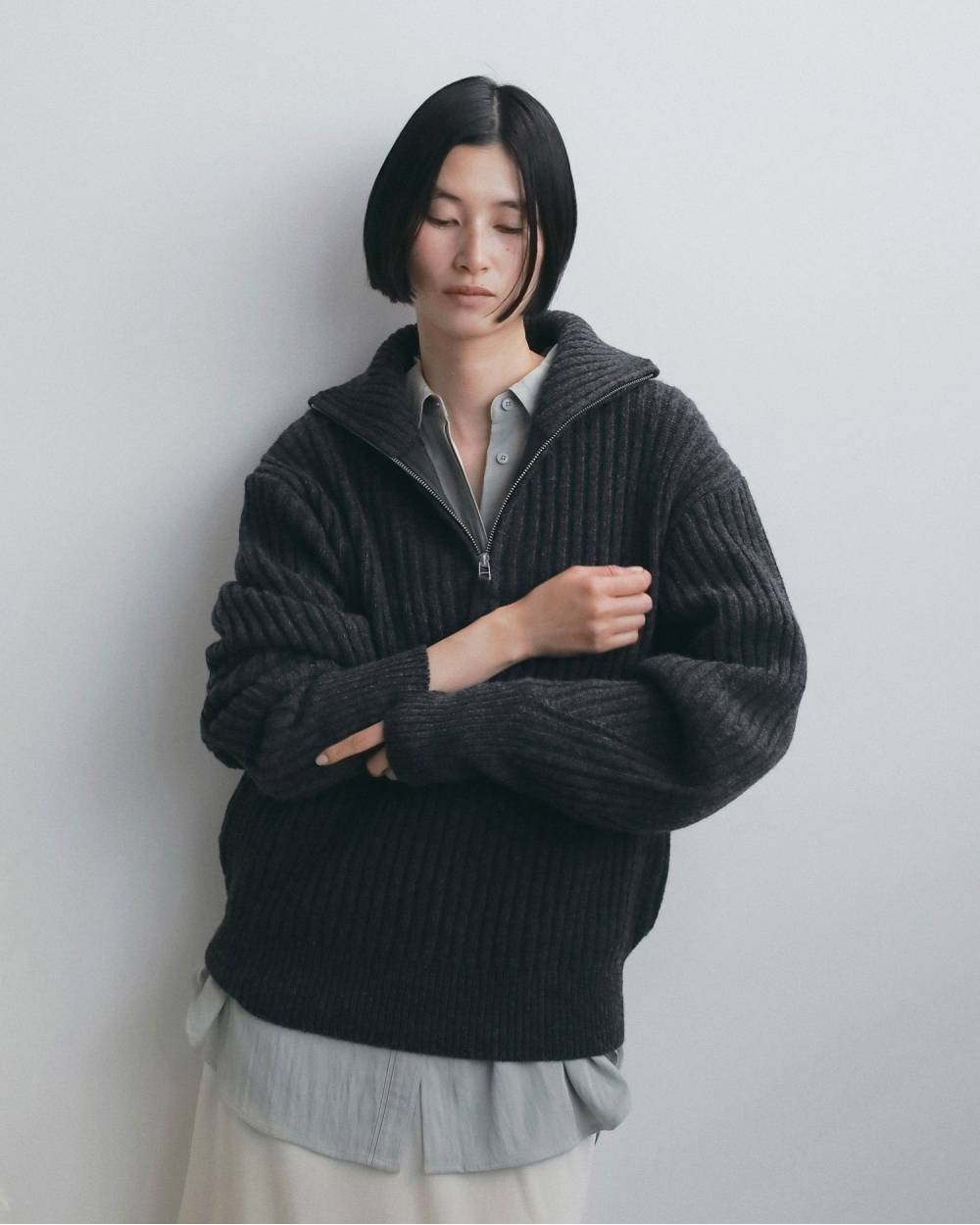 Halfzip Rib Knit Halfzip Rib Knit,ハーフジップ リブニット,62620550,トップス,ニット,ニットトップス,ànuke,アンヌーク,lifes,ライフズ,26fall,26aw