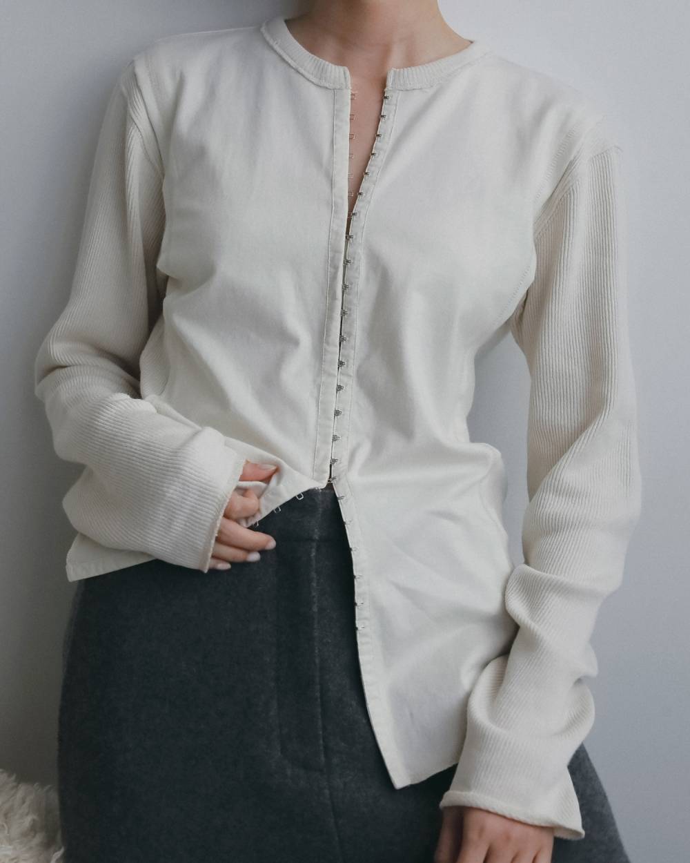 Jacquardrib Fronthook Tops Jacquardrib Fronthook Tops,ジャカードリブ フロントフック トップス,62620621,トップス,カットソー,カットソートップス,ànuke,アンヌーク,lifes,ライフズ,26fall,26aw