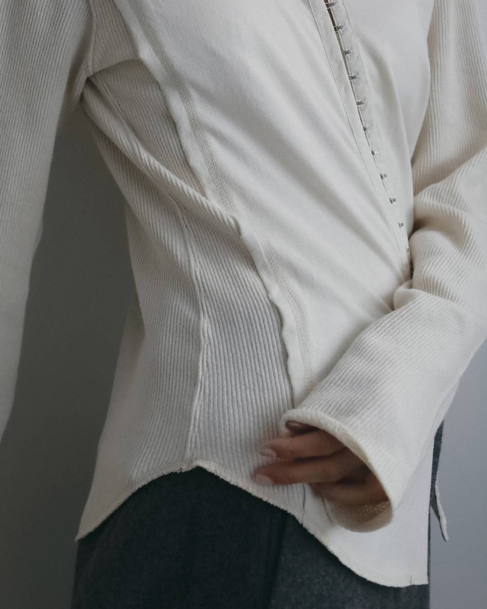 Jacquardrib Fronthook Tops Jacquardrib Fronthook Tops,ジャカードリブ フロントフック トップス,62620621,トップス,カットソー,カットソートップス,ànuke,アンヌーク,lifes,ライフズ,26fall,26aw