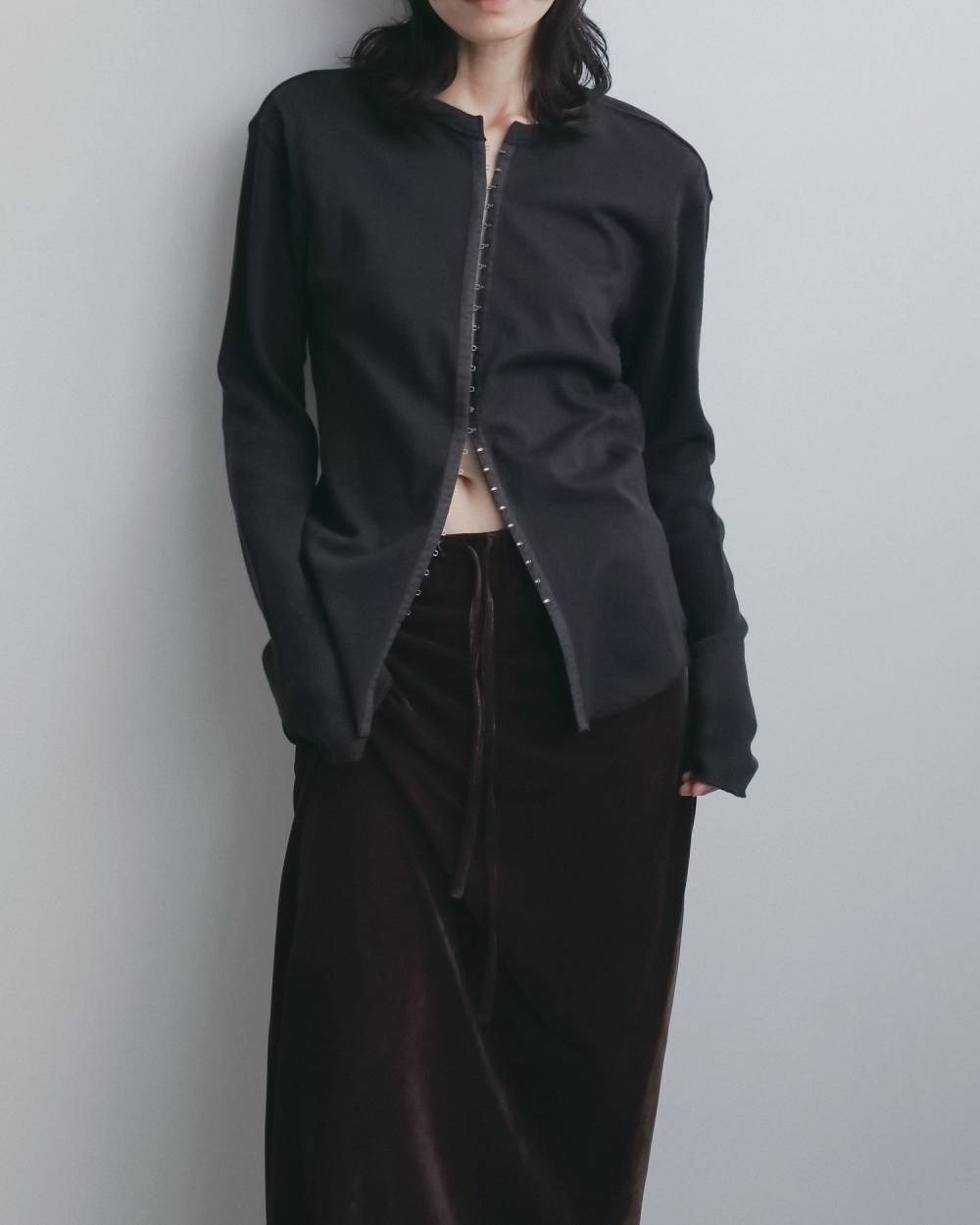 Jacquardrib Fronthook Tops Jacquardrib Fronthook Tops,ジャカードリブ フロントフック トップス,62620621,トップス,カットソー,カットソートップス,ànuke,アンヌーク,lifes,ライフズ,26fall,26aw