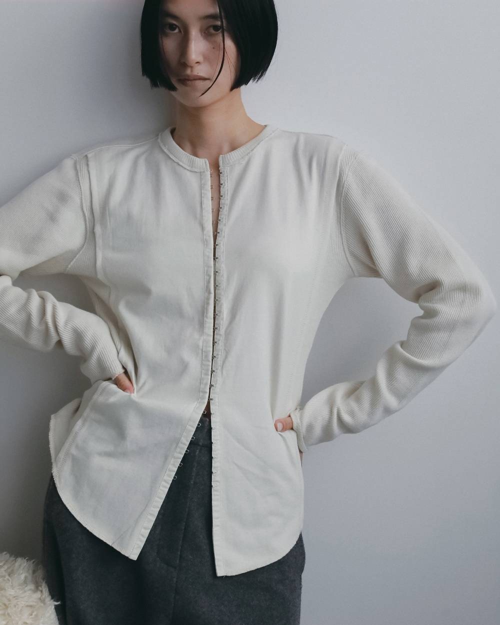 Jacquardrib Fronthook Tops Jacquardrib Fronthook Tops,ジャカードリブ フロントフック トップス,62620621,トップス,カットソー,カットソートップス,ànuke,アンヌーク,lifes,ライフズ,26fall,26aw