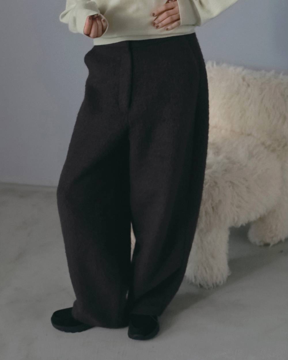 Wool Curve Pants Wool Curve Pants,ウール カーブ パンツ,62620722,ボトム,パンツ,ウール,毛,ワイドパンツ,ànuke,アンヌーク,lifes,ライフズ,26fall,26aw