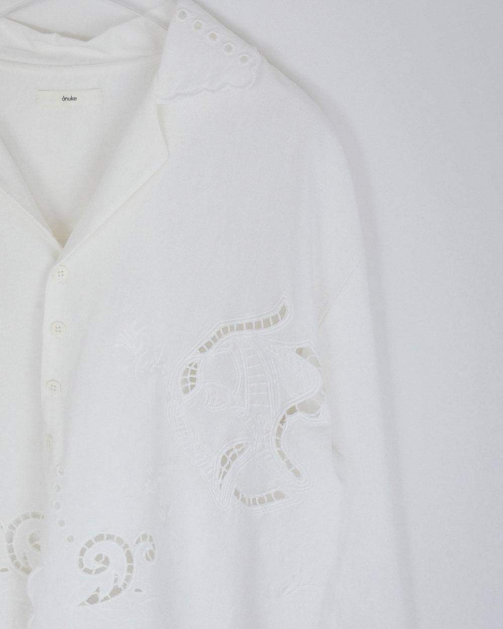 Cutwork Opencollar Shirts Cutwork Opencollar Shirts,カットワーク オープンカラー シャツ,62710419,シャツ,刺繍,インド製,開襟シャツ,トップス,羽織,ànuke,アンヌーク,lifes,ライフズ,27ss