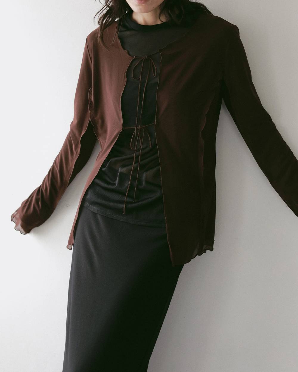 Sheer Tulle Cardigan Sheer Tulle Cardigan,シアー チュール カーディガン,62710420,カーディガン,カーデ,シアー,透け感,トップス,羽織,ànuke,アンヌーク,lifes,ライフズ,27ss