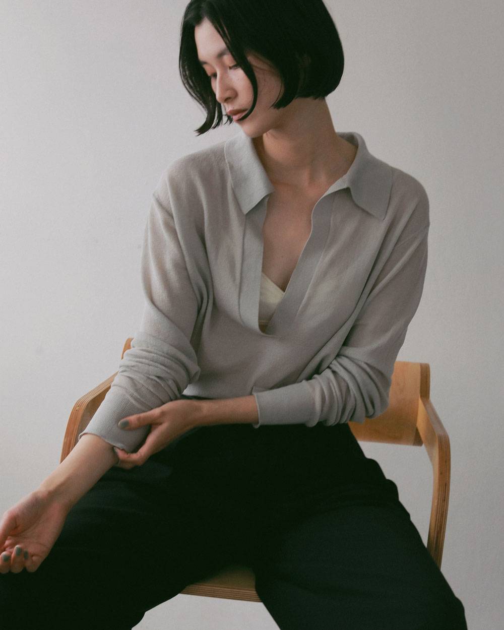Sheer Skipper Knit Sheer Skipper Knit,シアー スキッパー ニット,62710524,ニット,トップス,ニットトップス,ànuke,アンヌーク,lifes,ライフズ,27ss