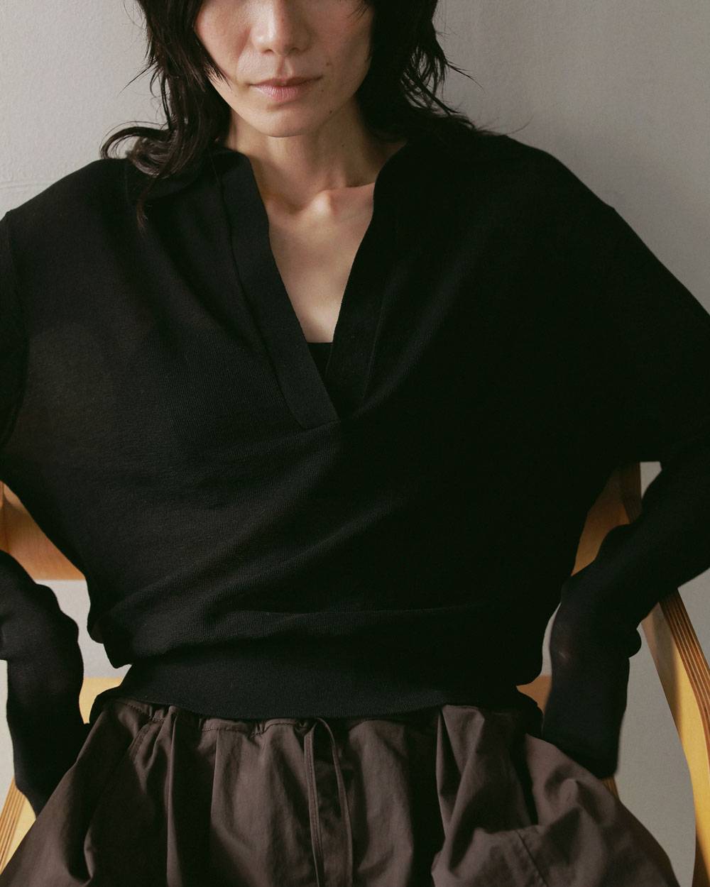 Sheer Skipper Knit Sheer Skipper Knit,シアー スキッパー ニット,62710524,ニット,トップス,ニットトップス,ànuke,アンヌーク,lifes,ライフズ,27ss
