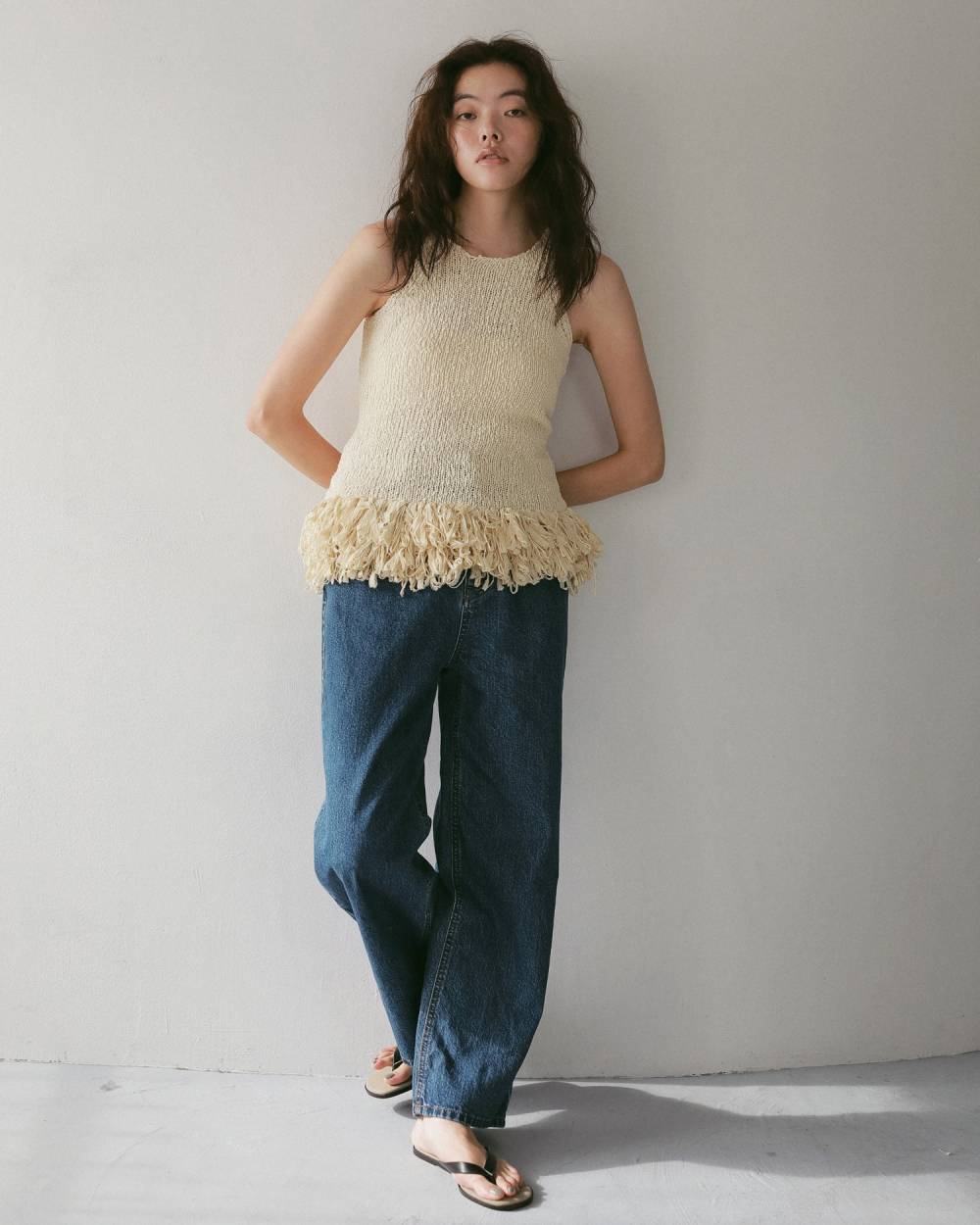 Americansleeve Fringe Tops Americansleeve Fringe Tops,アメリカンスリーブ フリンジ トップス,62710526,トップス,ニット,ニットトップス,ノースリーブ,ノースリ,タンク,タンクトップ,ànuke,アンヌーク,lifes,ライフズ,27ss