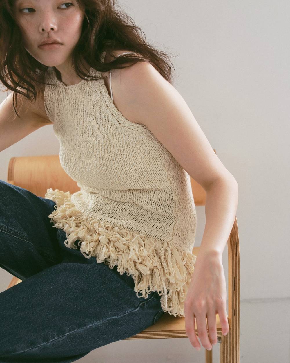 Americansleeve Fringe Tops Americansleeve Fringe Tops,アメリカンスリーブ フリンジ トップス,62710526,トップス,ニット,ニットトップス,ノースリーブ,ノースリ,タンク,タンクトップ,ànuke,アンヌーク,lifes,ライフズ,27ss