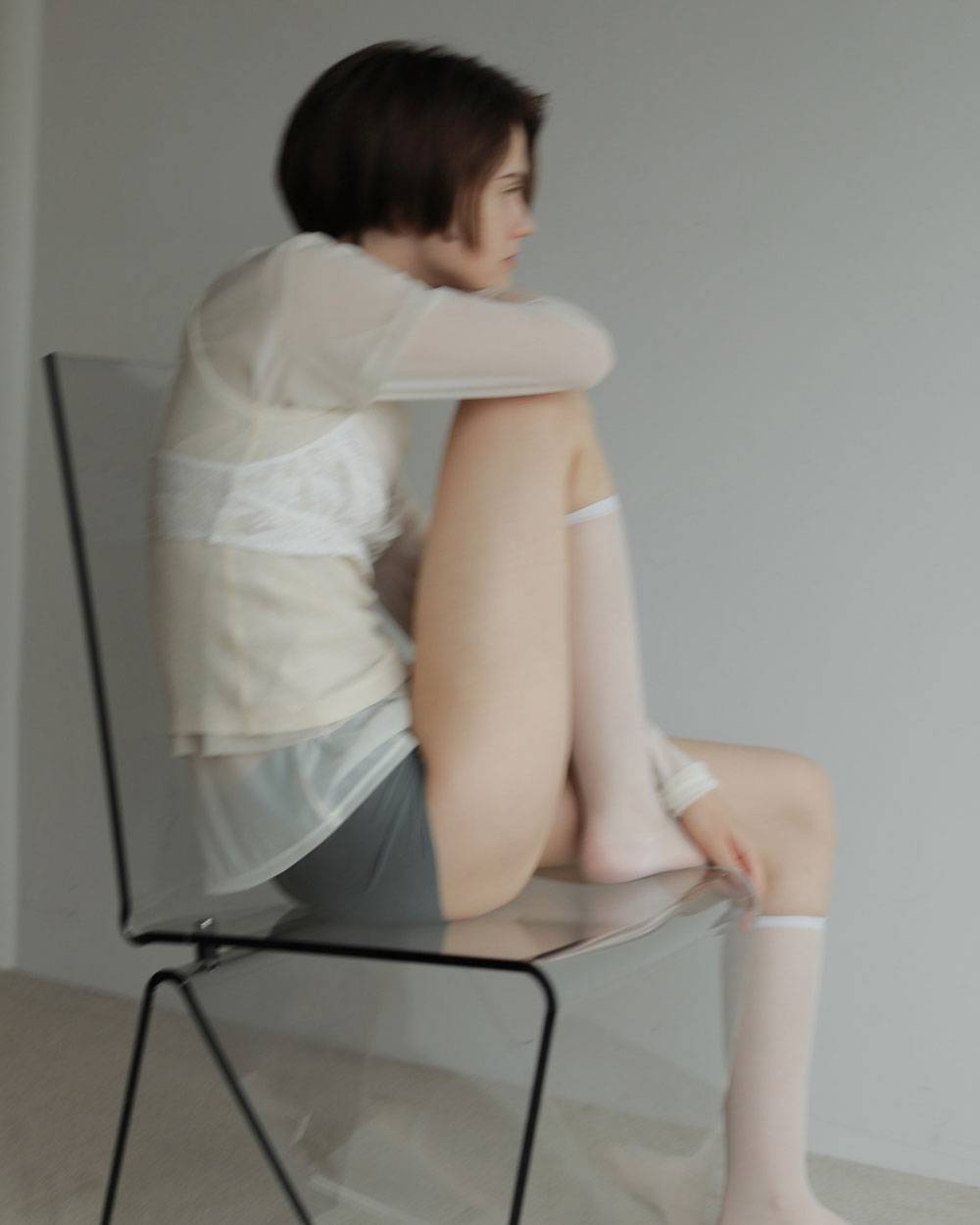 Slit Chiffon Tops Slit Chiffon Tops,スリット シフォン トップス,62710606,トップス,シアートップス,透け感,シアー,ànuke,アンヌーク,lifes,ライフズ,27ss