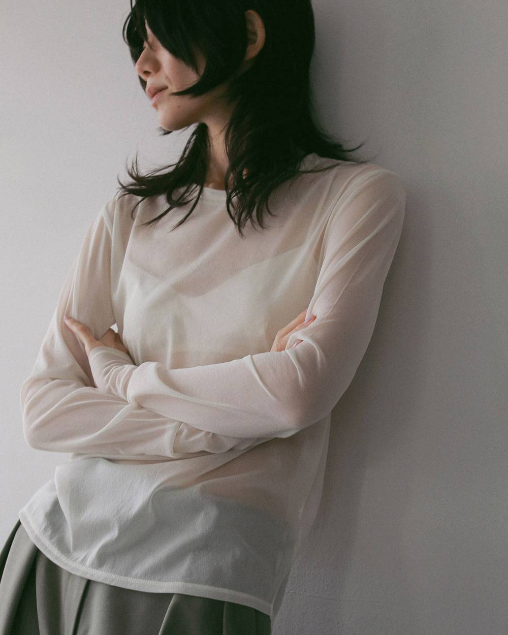 Slit Chiffon Tops Slit Chiffon Tops,スリット シフォン トップス,62710606,トップス,シアートップス,透け感,シアー,ànuke,アンヌーク,lifes,ライフズ,27ss