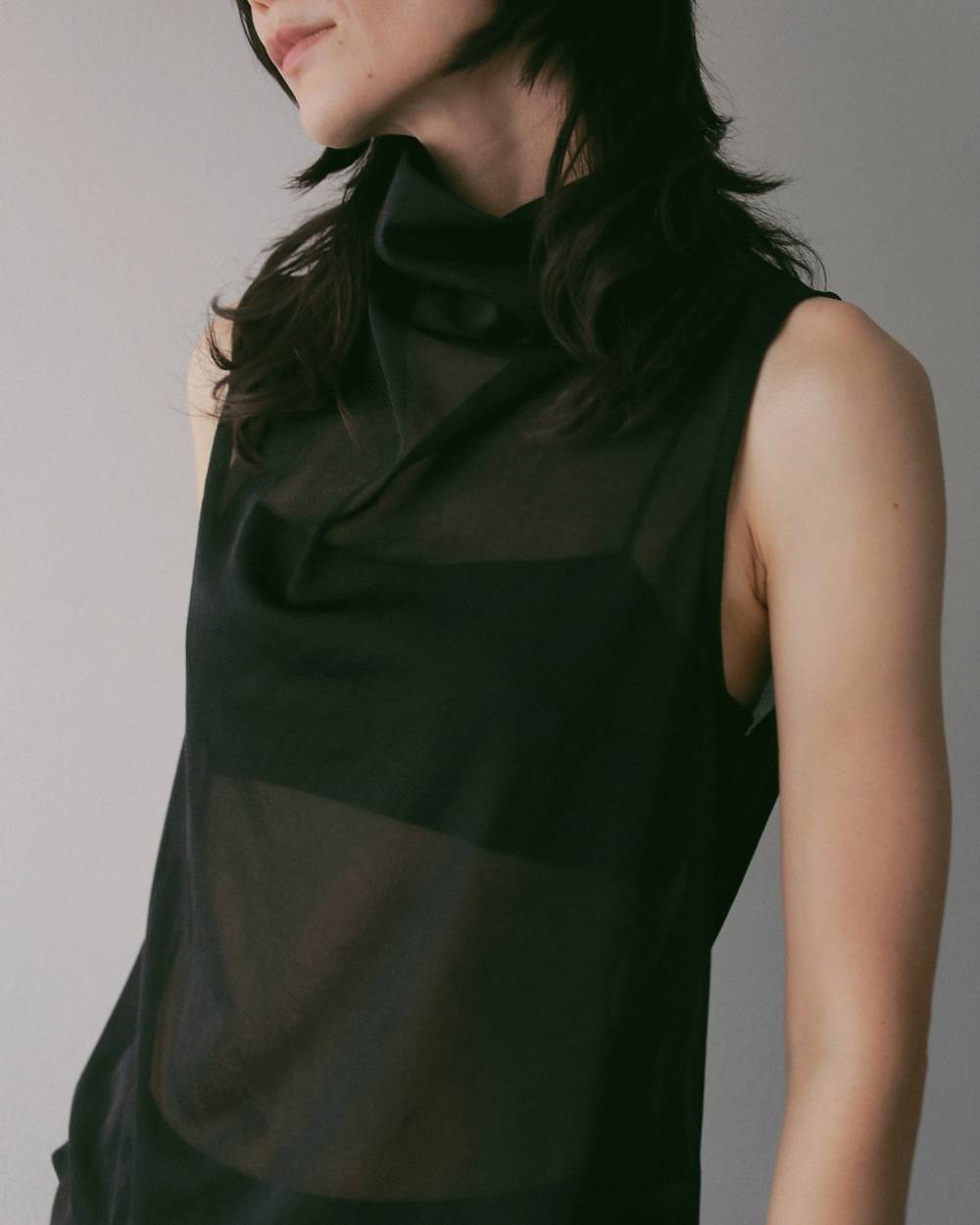 Sleeveless Chiffon Tops Sleeveless Chiffon Tops,スリーブレス シフォン トップス,62710624,トップス,ノースリーブ,シフォントップス,ハイネック,ànuke,アンヌーク,lifes,ライフズ,27ss