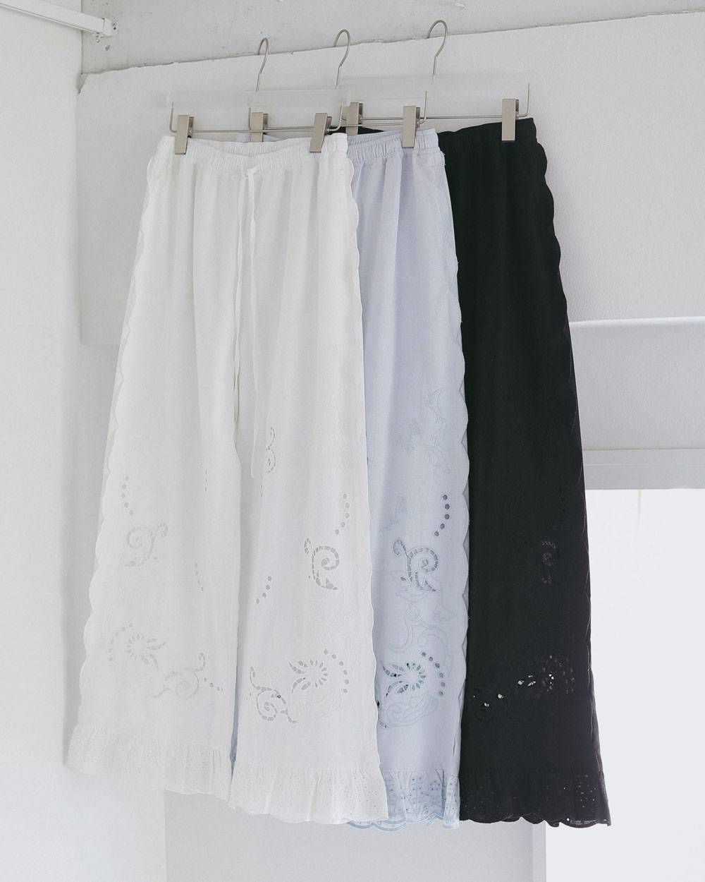 Cutwork Lace Pants Cutwork Lace Pants,カットワーク レース パンツ,62710707,ボトム,パンツ,インド製,レース,刺繍,ワイドパンツ,ànuke,アンヌーク,lifes,ライフズ,27ss