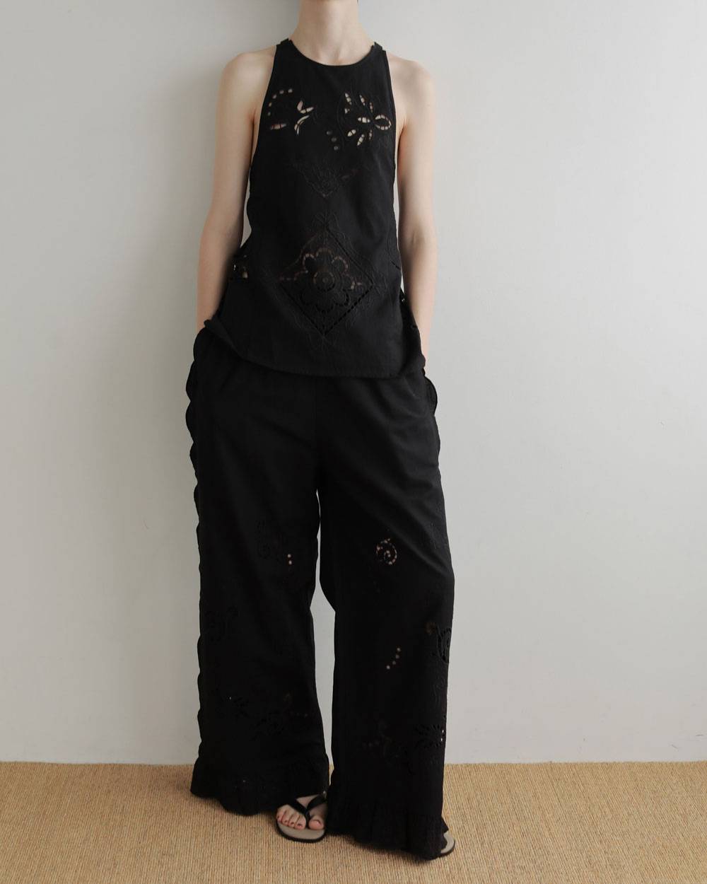 Cutwork Lace Pants Cutwork Lace Pants,カットワーク レース パンツ,62710707,ボトム,パンツ,インド製,レース,刺繍,ワイドパンツ,ànuke,アンヌーク,lifes,ライフズ,27ss