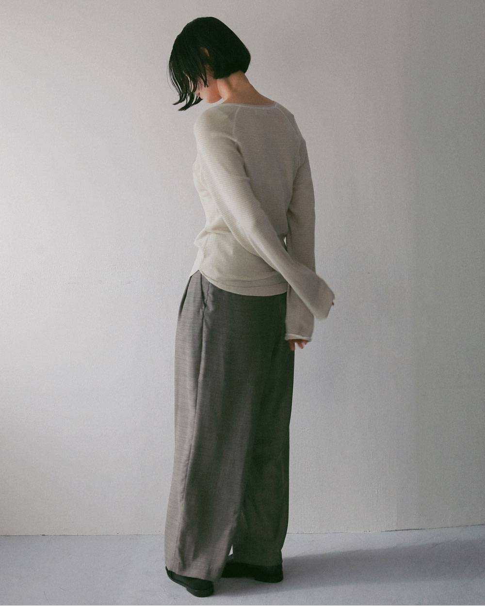 Woolchambray Tuck Pants Woolchambray Tuck Pants,ウールシャンブレー タック パンツ,62710717,ボトム,パンツ,ワイドパンツ,ウール,ànuke,アンヌーク,lifes,ライフズ,27ss
