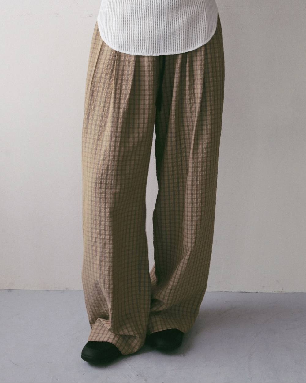 Suckercheck Loose Pants Suckercheck Loose Pants,サッカーチェック ルーズ パンツ,62710720,ボトム,パンツ,チェック,柄,ワイド,ワイドパンツ,ànuke,アンヌーク,lifes,ライフズ,27ss