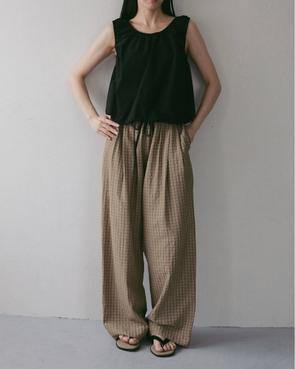 Suckercheck Loose Pants Suckercheck Loose Pants,サッカーチェック ルーズ パンツ,62710720,ボトム,パンツ,チェック,柄,ワイド,ワイドパンツ,ànuke,アンヌーク,lifes,ライフズ,27ss